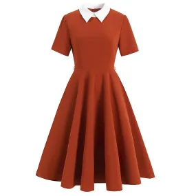 2022 Solid Swing 40s 50s 60s Party Dresses For Women Retro Vintage Pleated Sundress Elegant Robes Short Sleeve Summer Robe Femme