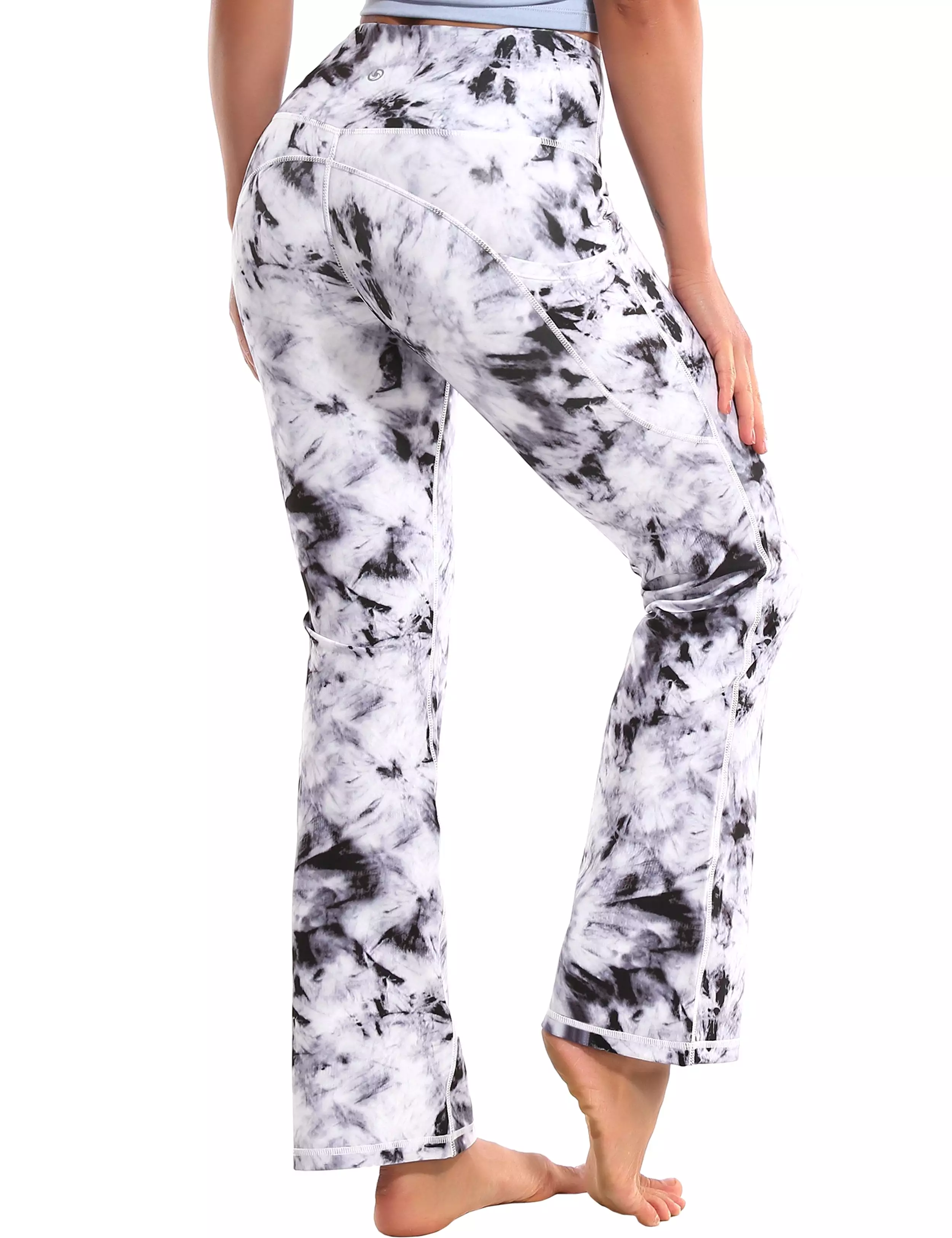 29 31 33 35 37  Side Pockets Printed Bootcut Leggings black dandelion ins_yogastudio