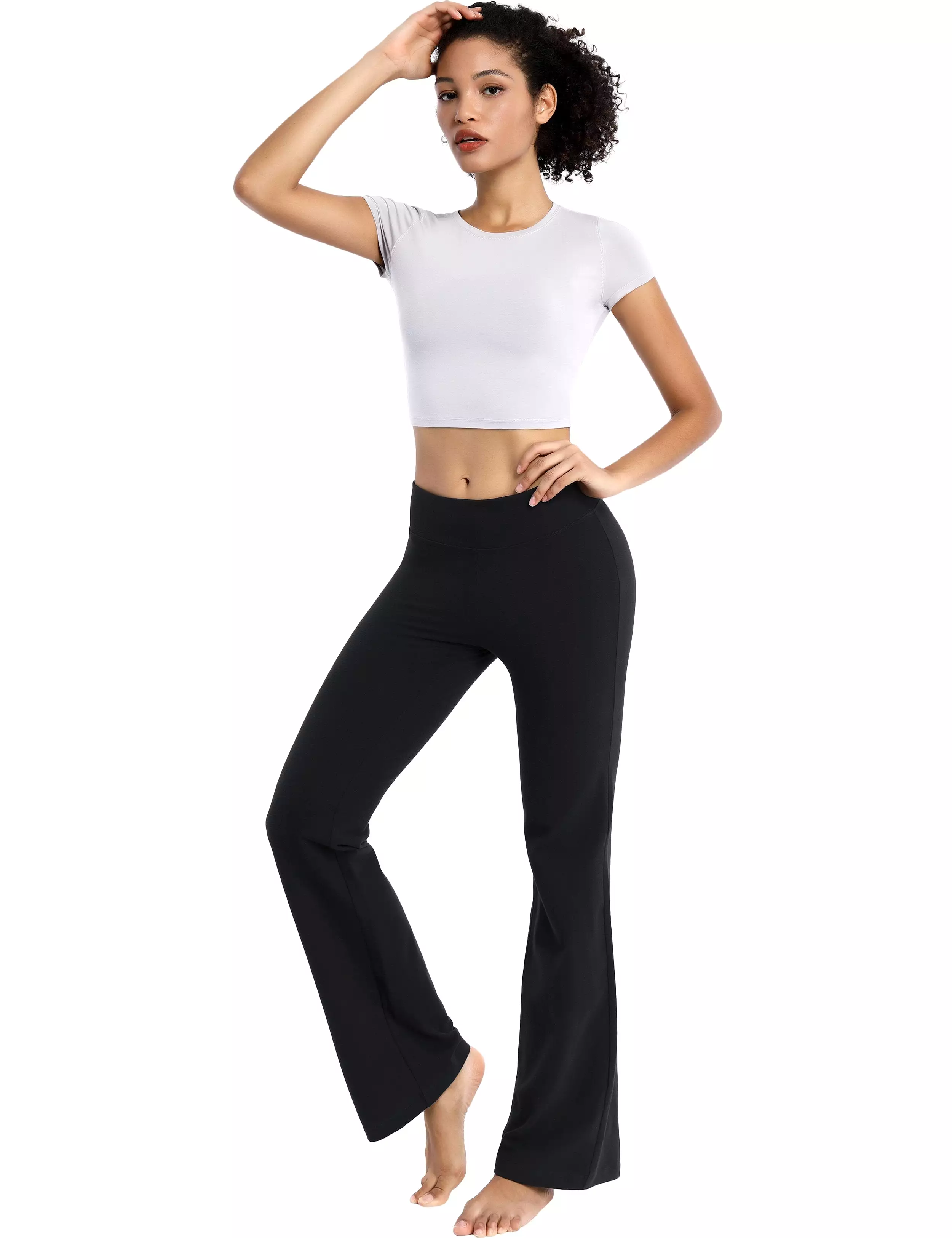 29 31 33 35 Cotton Bootcut Leggings black ins_yogastudio