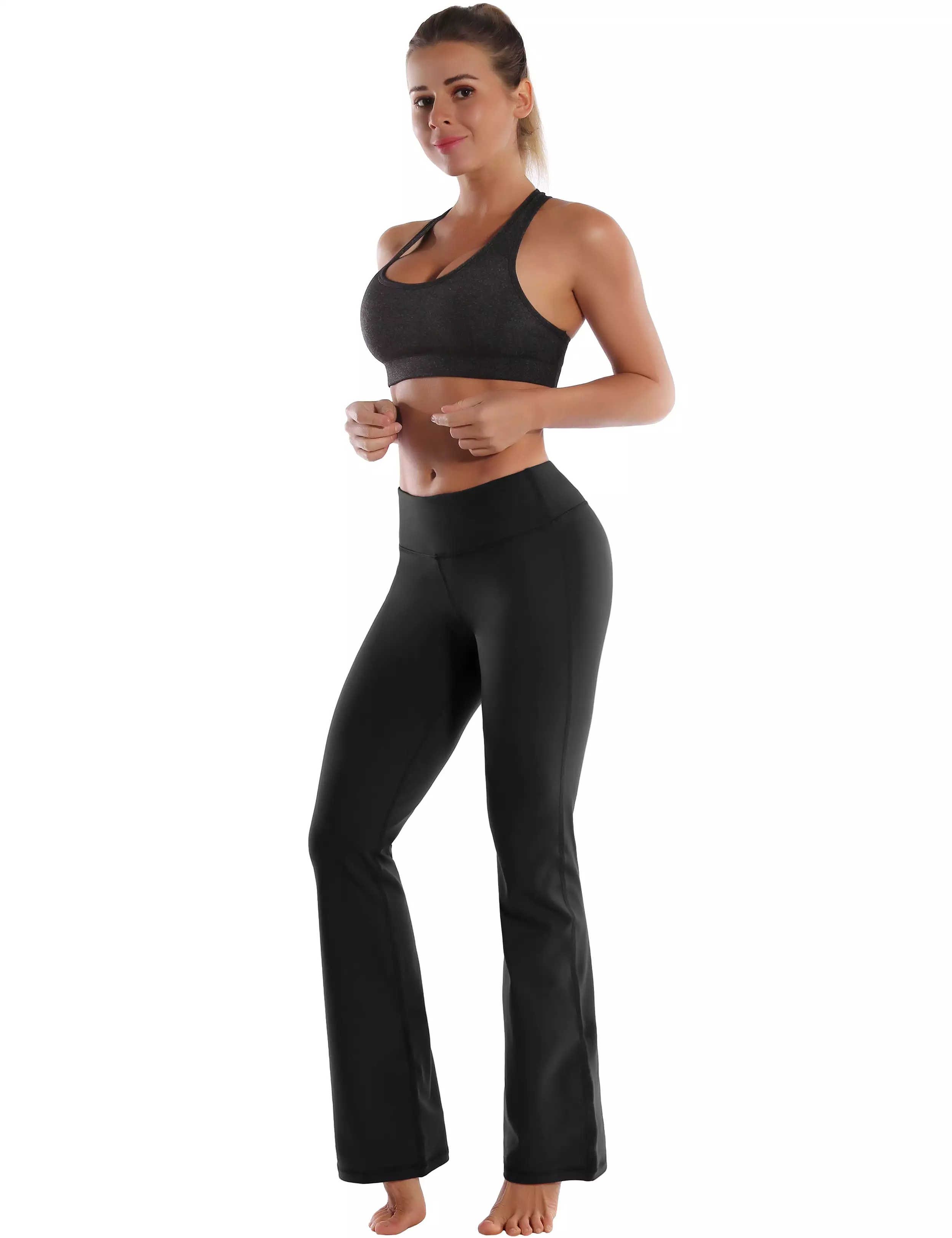 29 31 33 35 Cotton Nylon Bootcut Leggings Black ins_yogastudio