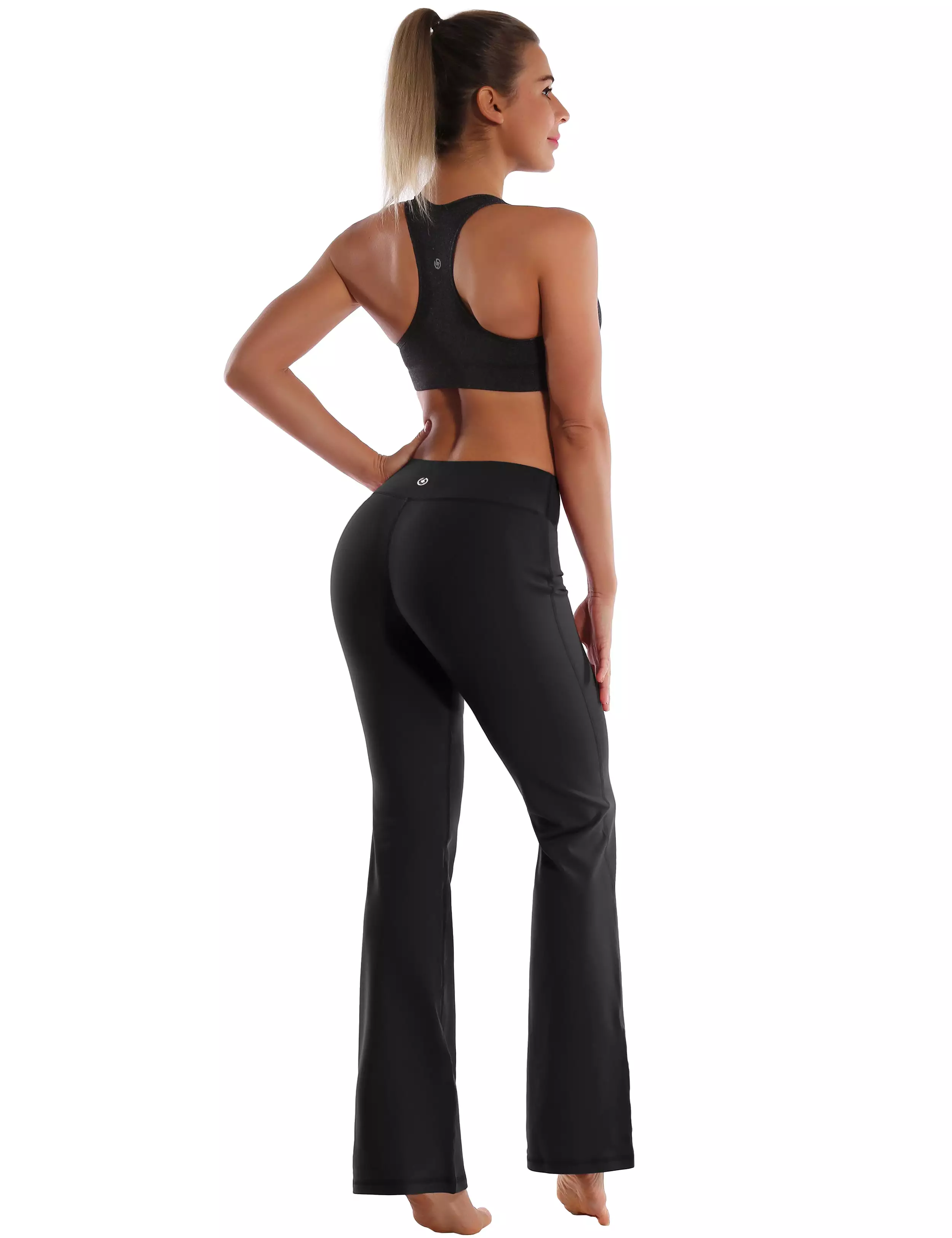 29 31 33 35 Cotton Nylon Bootcut Leggings Black ins_yogastudio