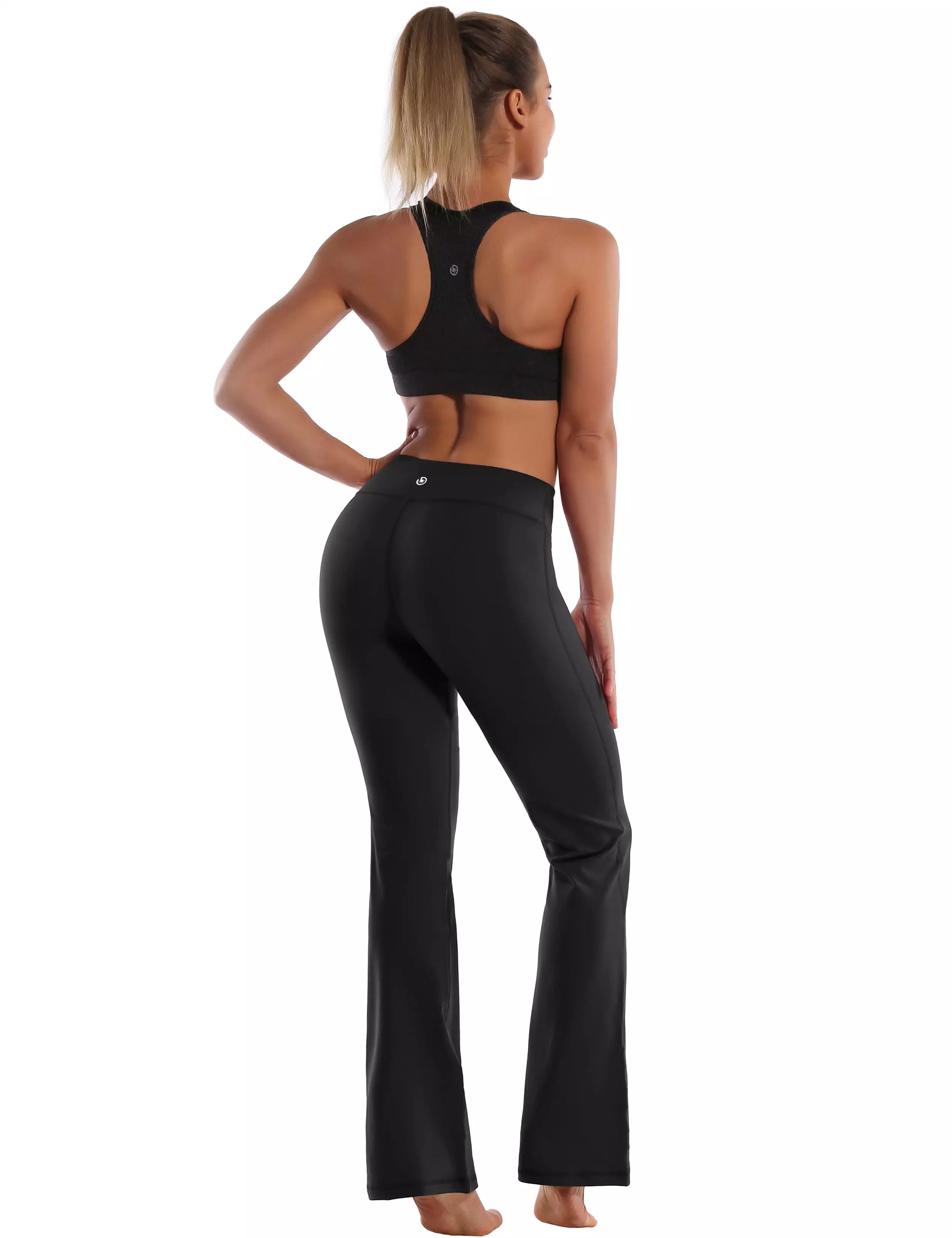 29 31 33 35 Cotton Nylon Bootcut Leggings Black ins_yogastudio