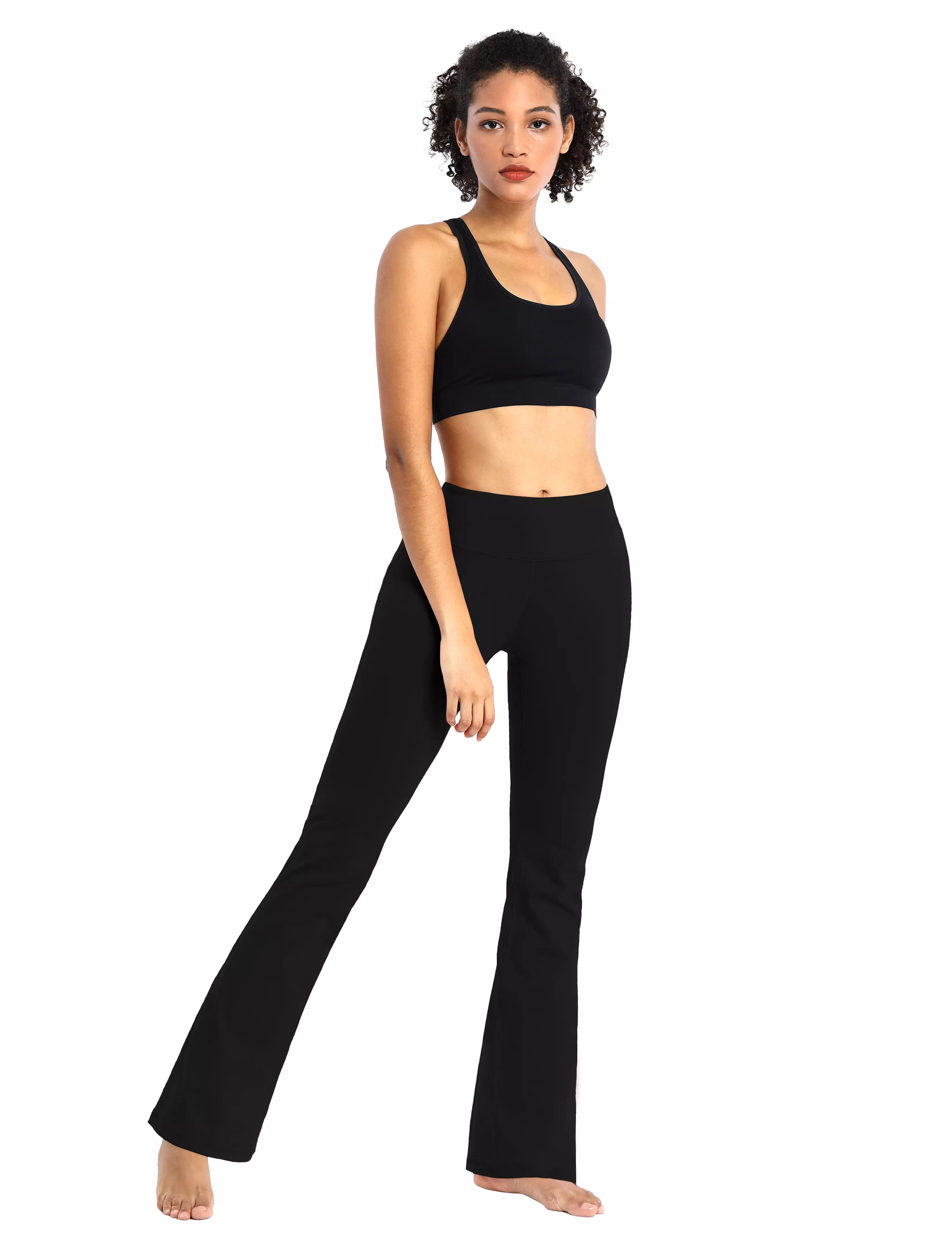 29 31 33 35 Cotton Nylon Bootcut Leggings Black ins_yogastudio