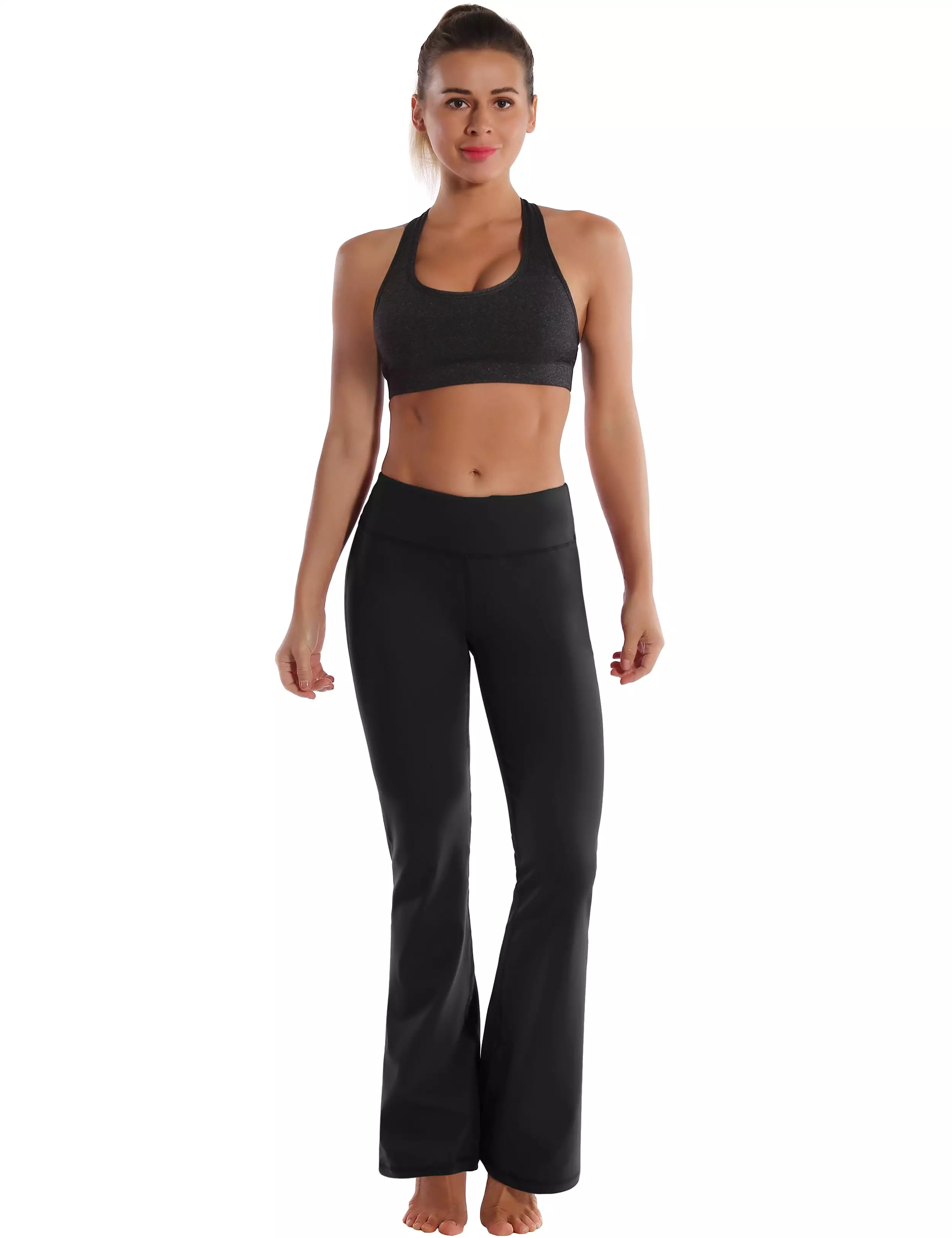 29 31 33 35 Cotton Nylon Bootcut Leggings Black ins_yogastudio