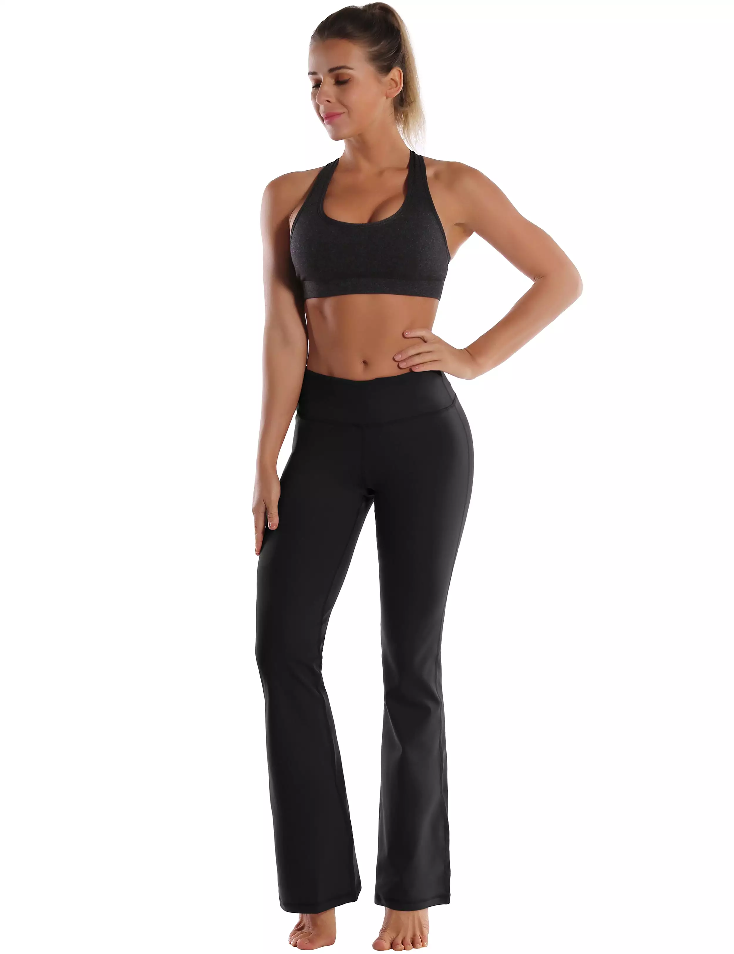 29 31 33 35 Cotton Nylon Bootcut Leggings Black ins_yogastudio