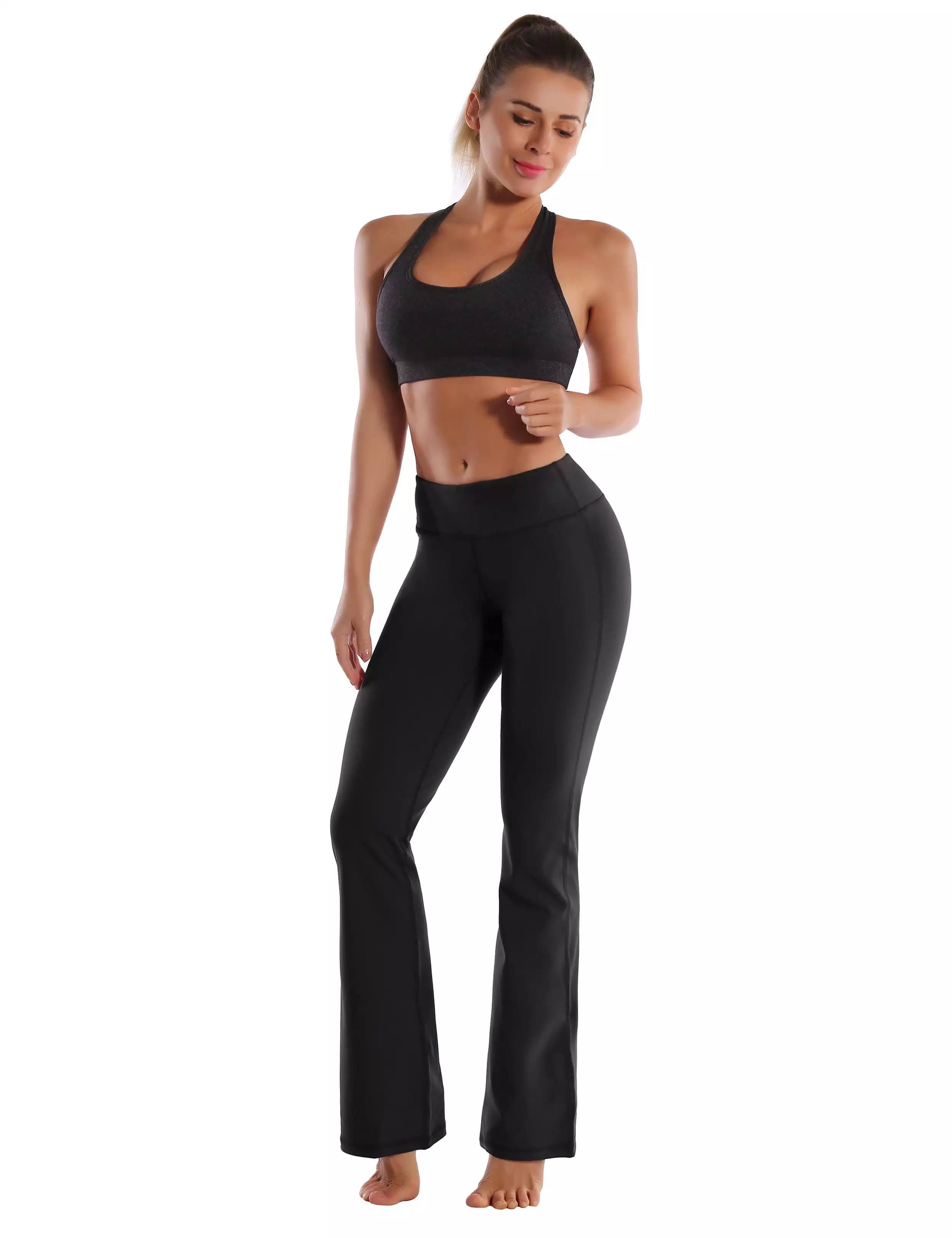 29 31 33 35 Cotton Nylon Bootcut Leggings Black ins_yogastudio