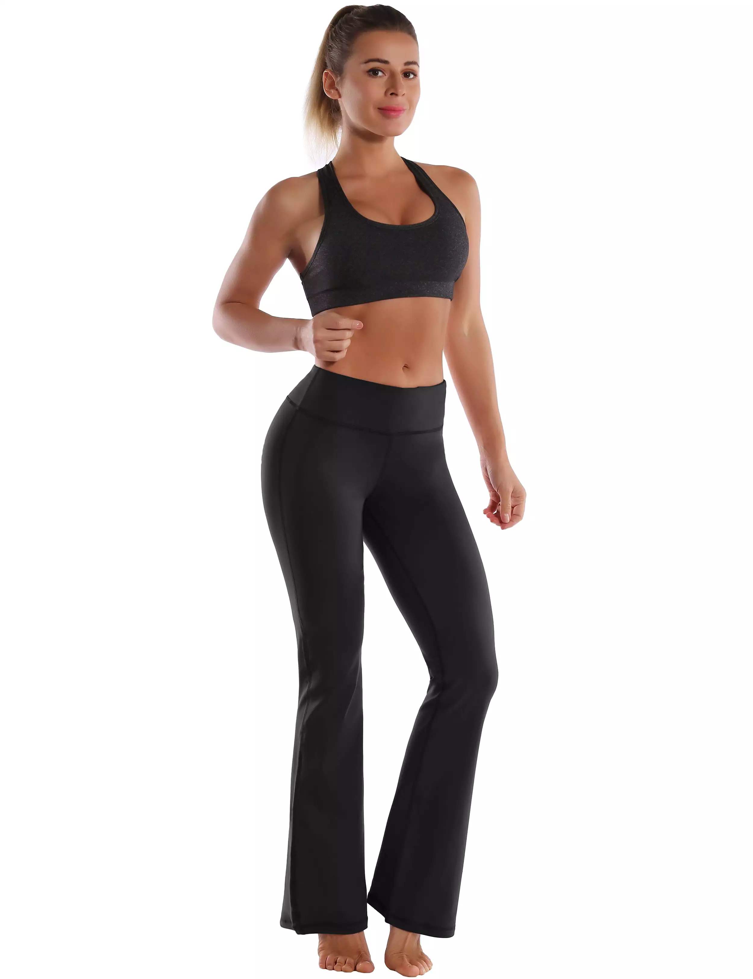 29 31 33 35 Cotton Nylon Bootcut Leggings Black ins_yogastudio