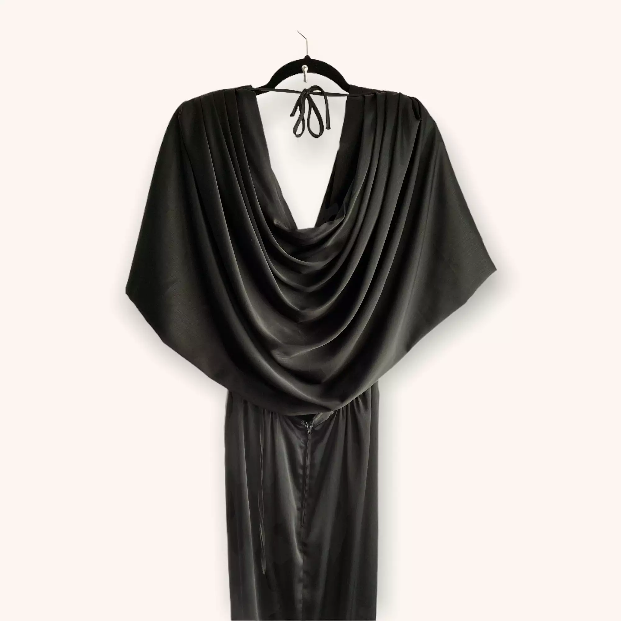 40s 50s Black Silk Evening Dress