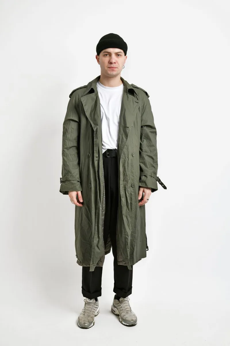 80s retro detective trench coat green