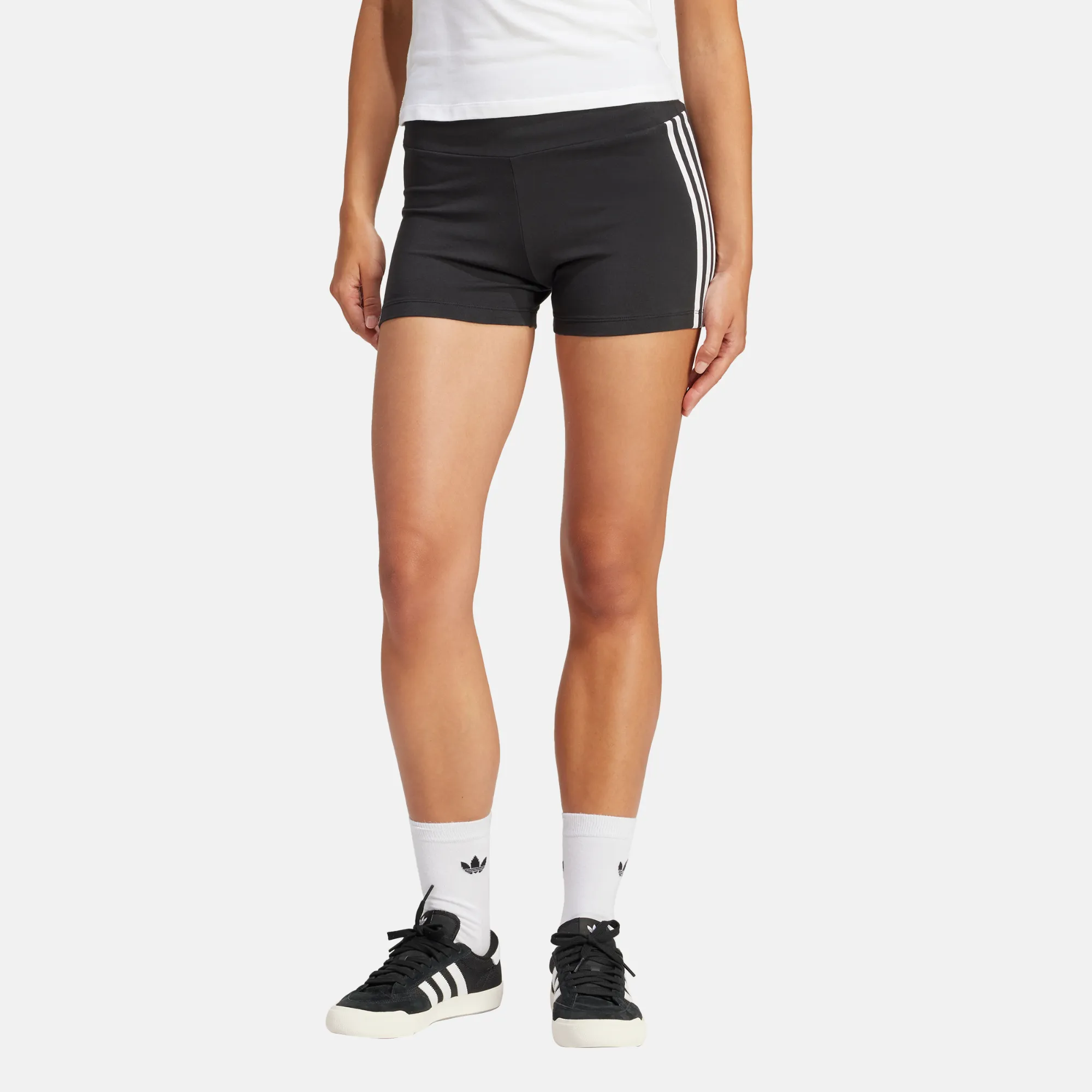 Adidas Women's Black 3-Stripes Cotton Shorts