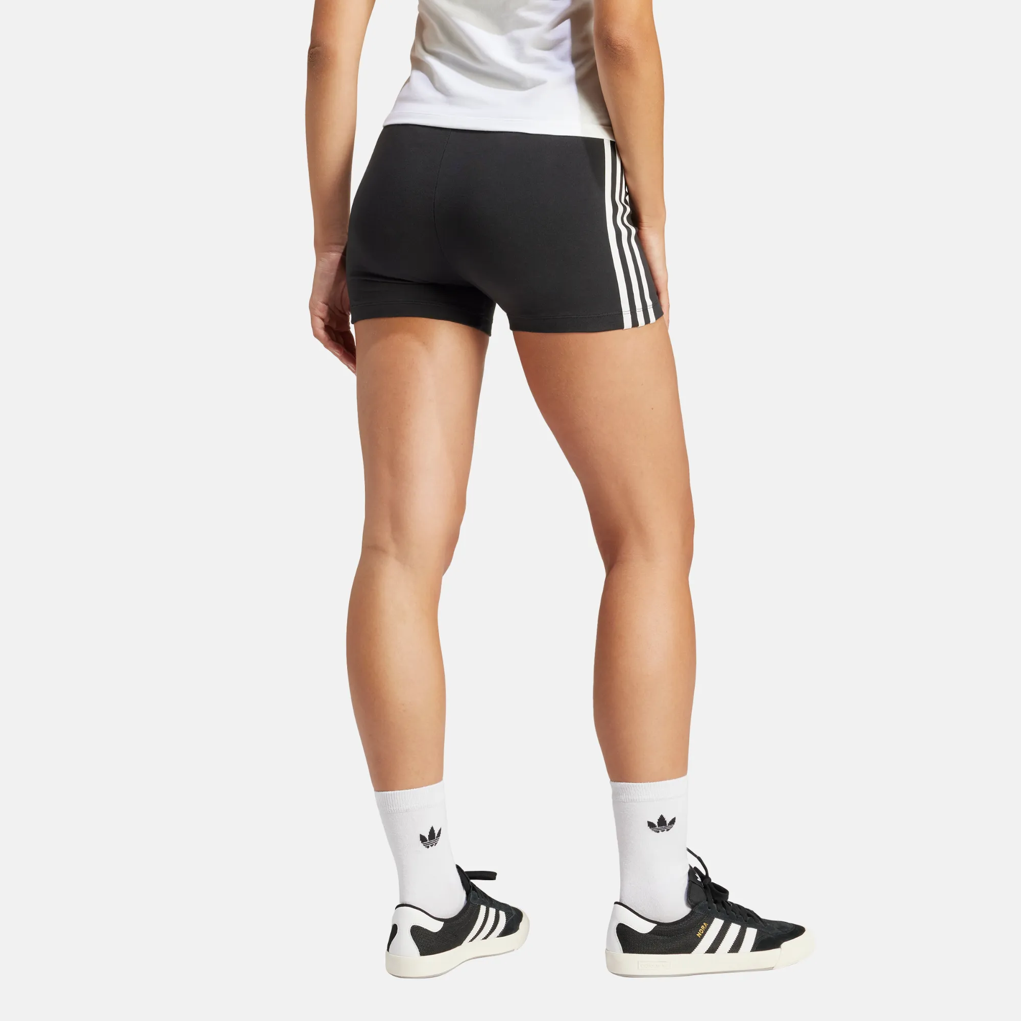 Adidas Women's Black 3-Stripes Cotton Shorts