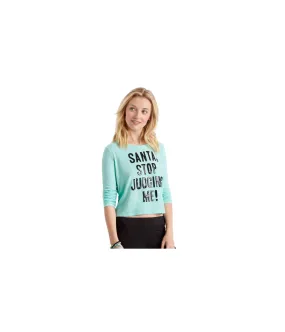 Aeropostale Womens Santa Judging Embellished T-Shirt