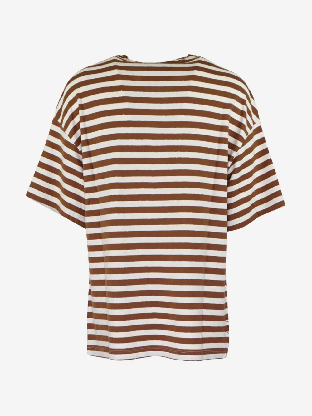 Amaranto - T-shirt in lino a righe bicolor