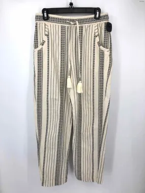 ANTHROPOLOGIE Cream Black Cotton Blend Print Straight Leg Size SMALL (S) Pants