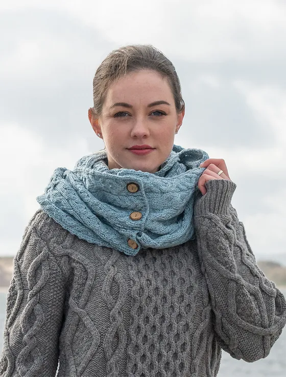 Aran Snood Scarf with Buttons