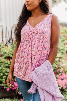 As Fair As A Rose Floral Babydoll Tank Top- Pink