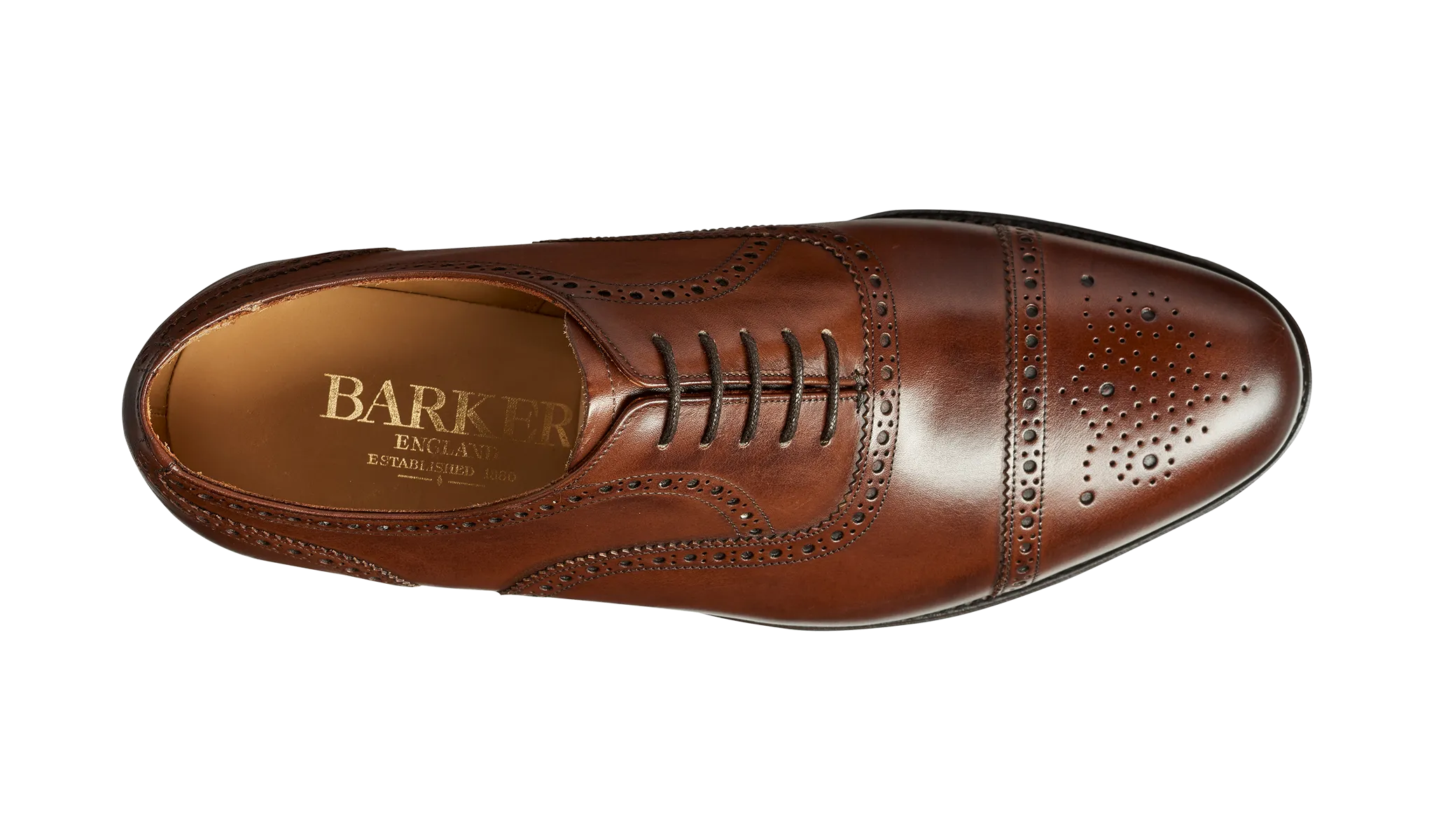 Barker Mirfield Oxford Semi Brogue Shoe - Dark Walnut Calf