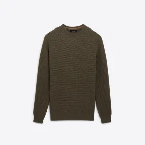 Basketweave Knit Crew Neck Sweater