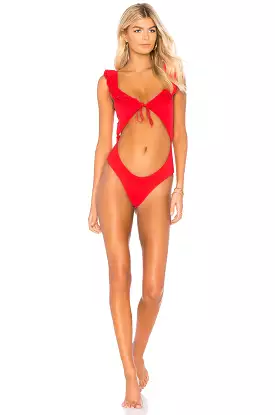 Blue Life Swim Rumba Ruffle One Piece Chili