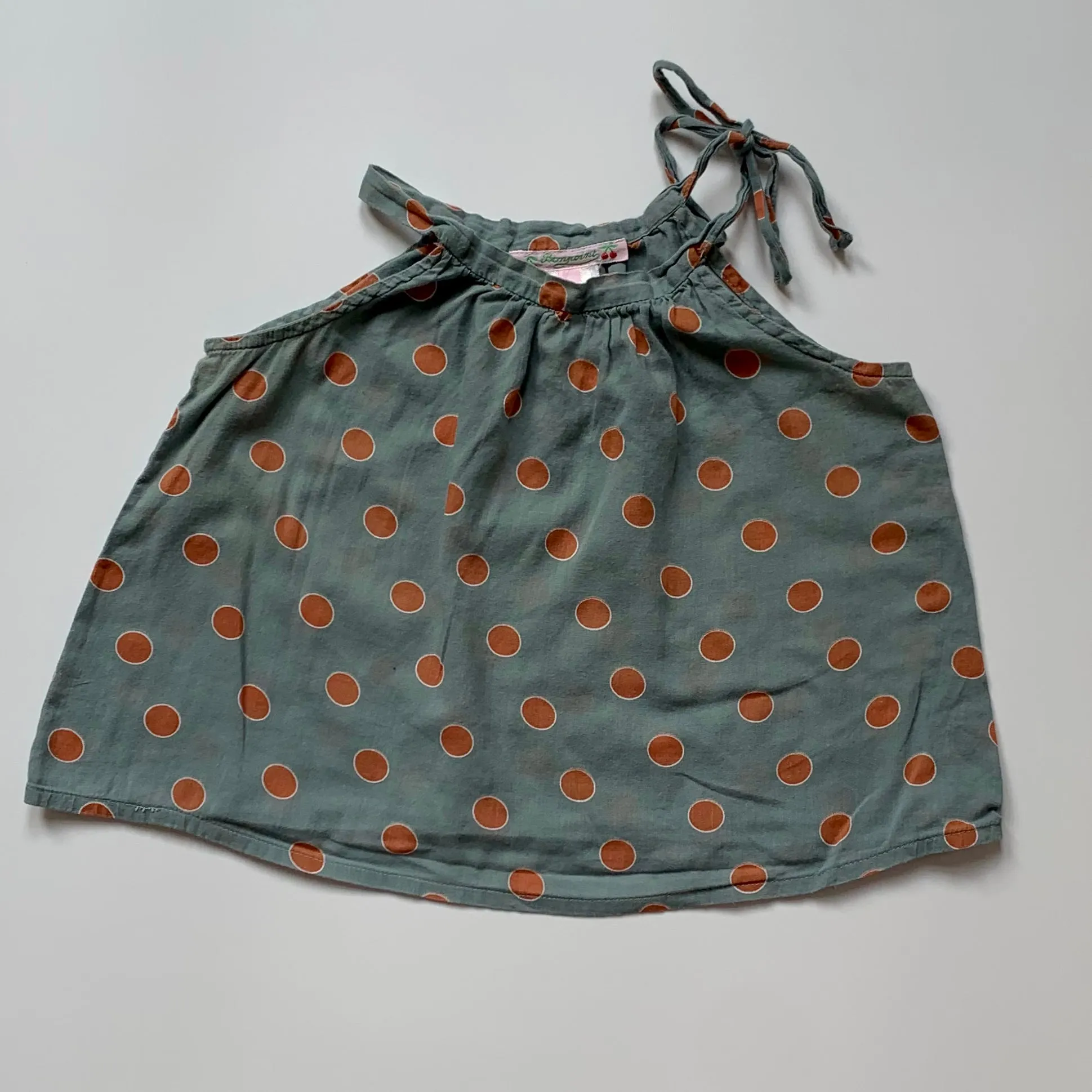 Bonpoint Teal And Bronze Polka Dot Summer Top: 3 Years