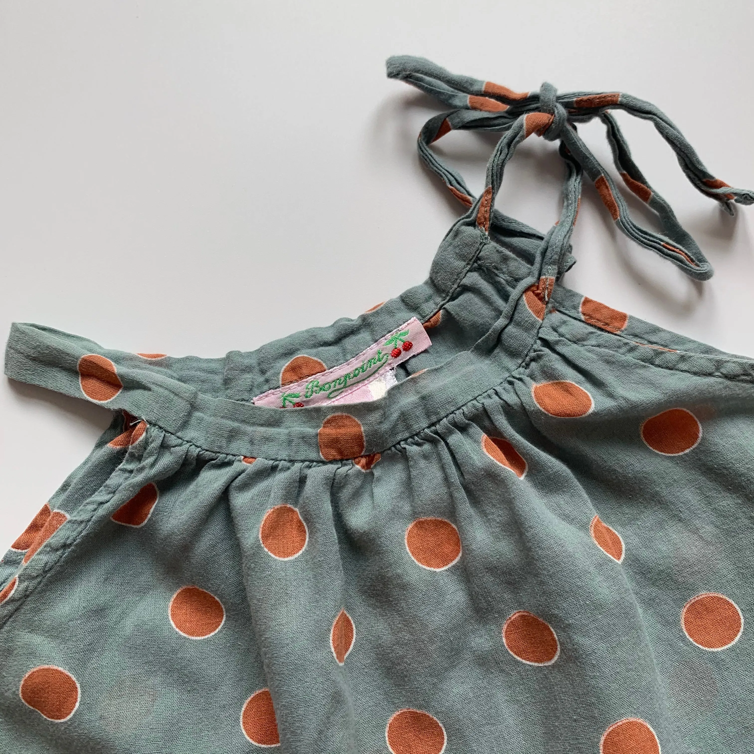 Bonpoint Teal And Bronze Polka Dot Summer Top: 3 Years