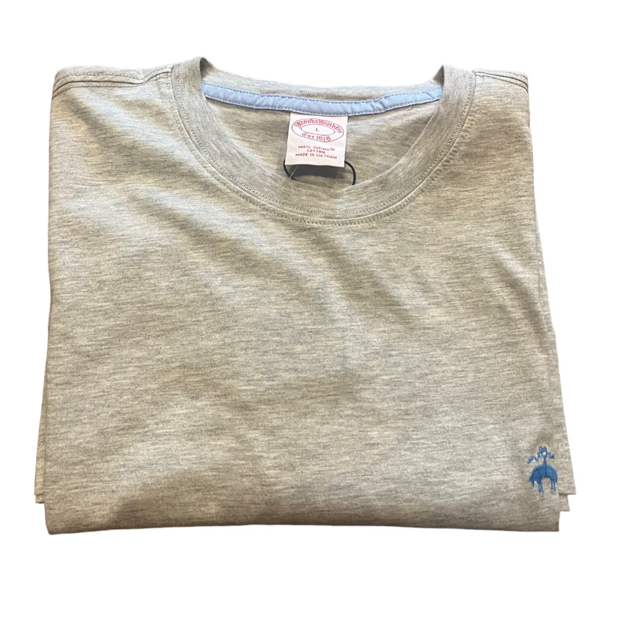 Brooks Brothers Washed Supima® Cotton Logo Crewneck T-Shirt: Grey Heather