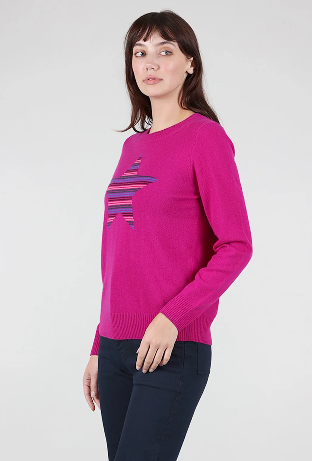 Cashmere Leilani Star Sweater, Grape