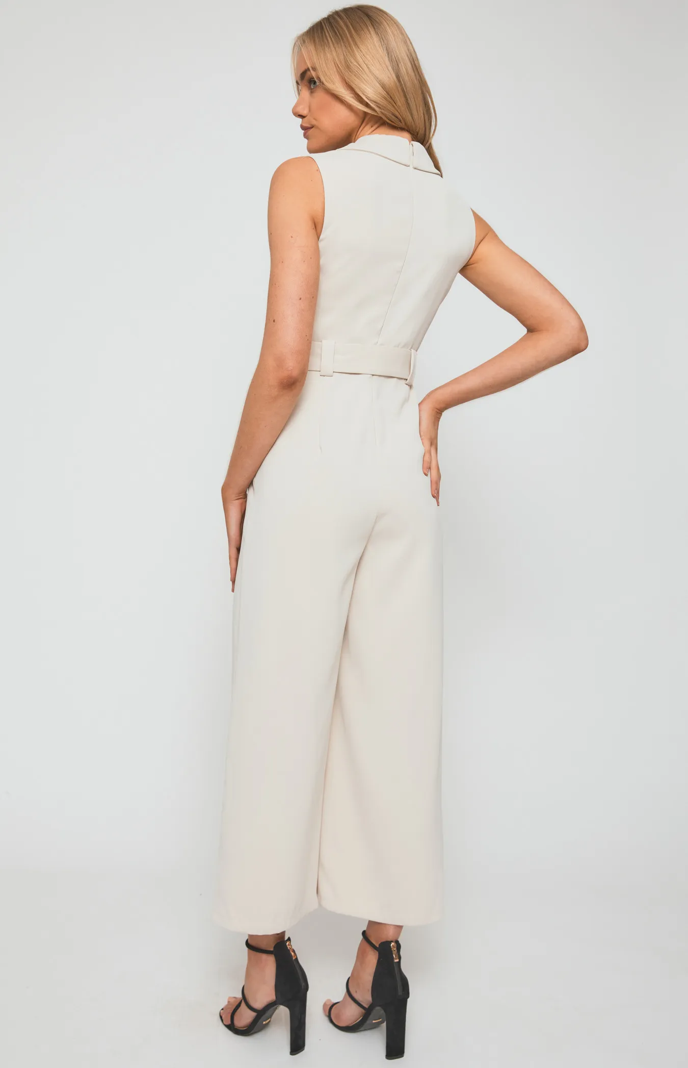 Collared Jumpsuit with Self Fabric Buckle (SJP544B) 