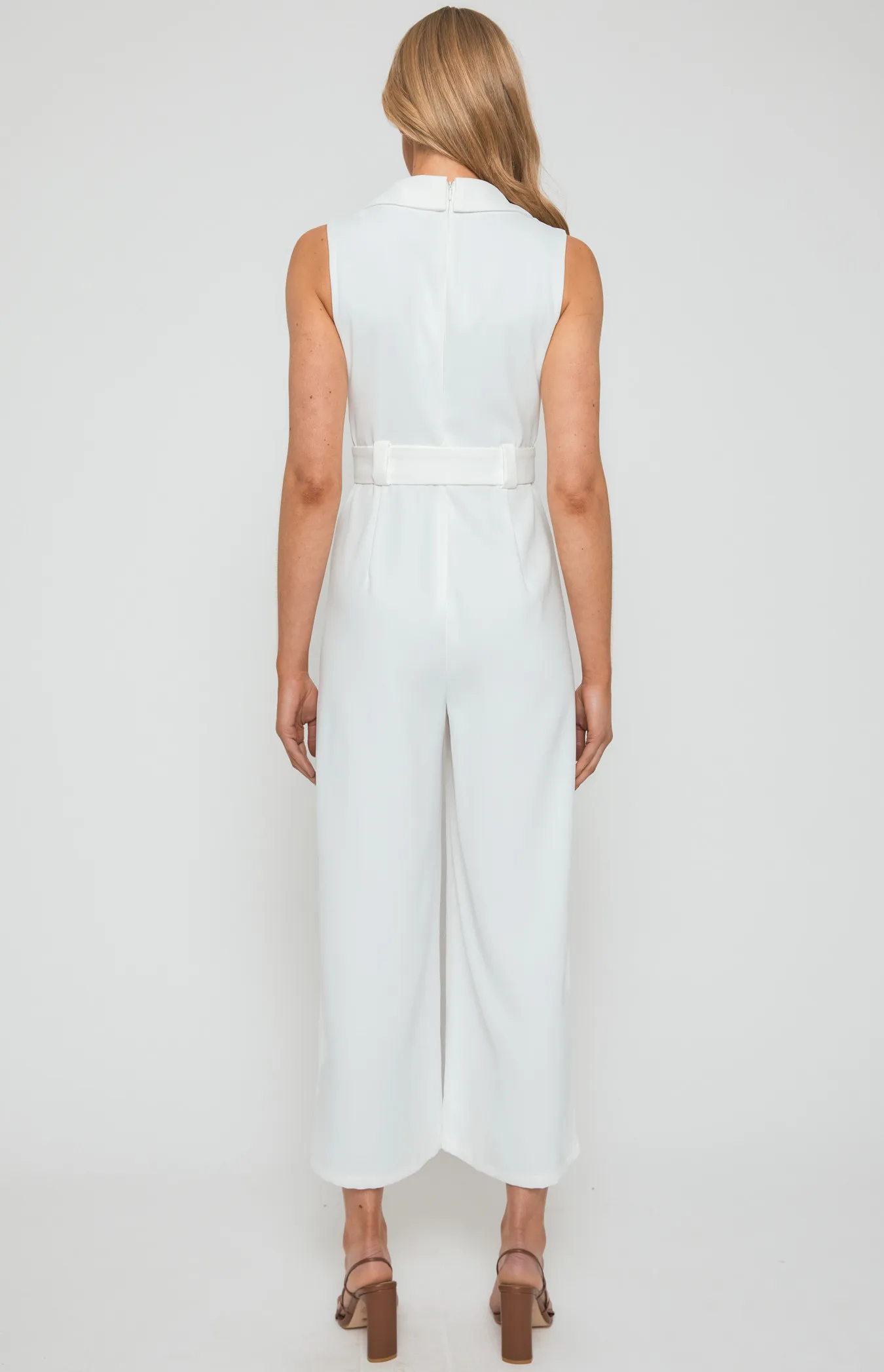 Collared Jumpsuit with Self Fabric Buckle (SJP544B) 