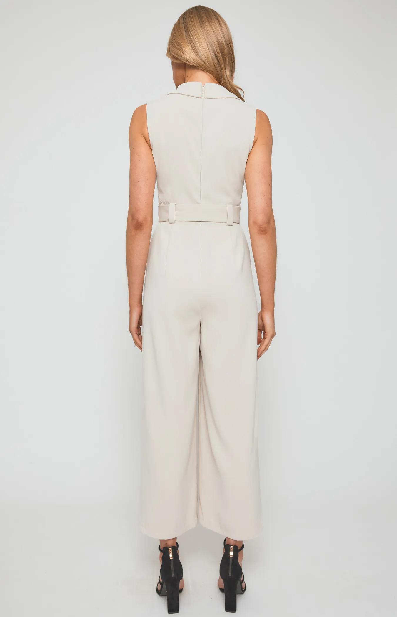 Collared Jumpsuit with Self Fabric Buckle (SJP544B) 