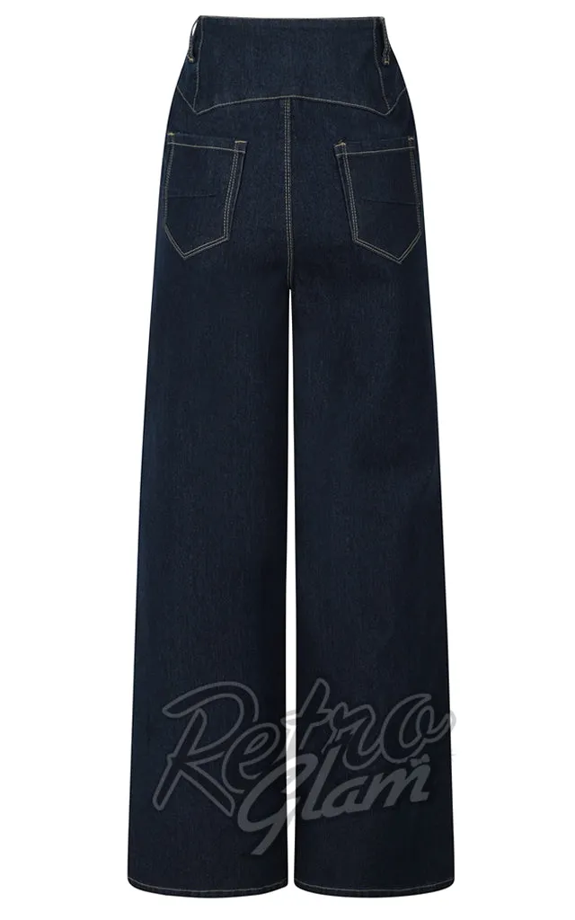 Collectif Rebel Kate Wide Leg Stretch Denim Jeans