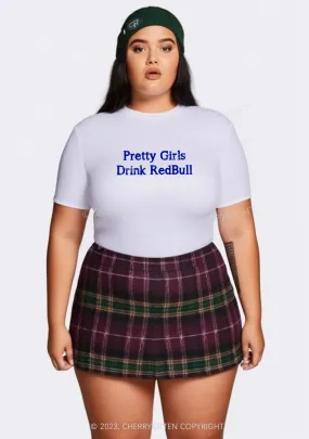 Curvy Pretty Girls Drink Redbull Y2K Baby Tee Cherrykitten