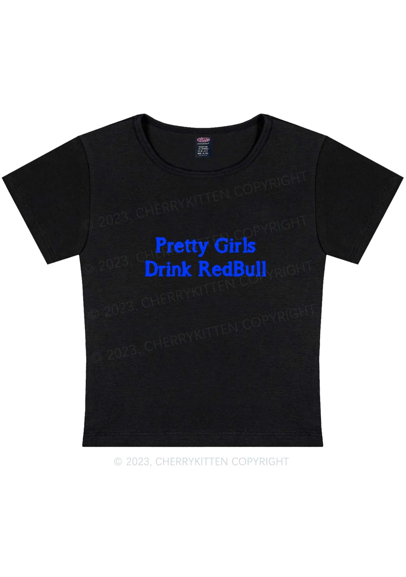 Curvy Pretty Girls Drink Redbull Y2K Baby Tee Cherrykitten