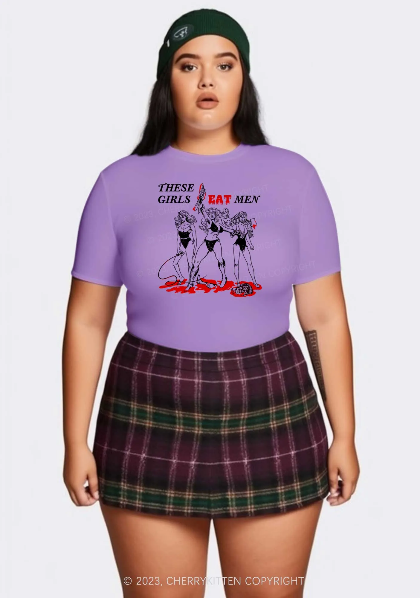 Curvy These Girls Eat Men Y2K Baby Tee Cherrykitten