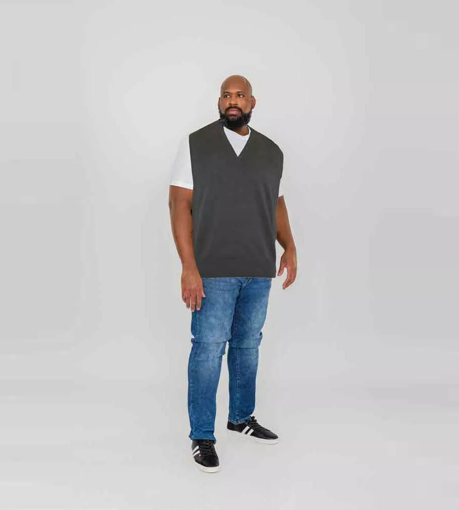 D555 Big Mens Charcoal Sleeveless Sweater (WHITBY 3)