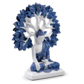 Decorative White & Blue Thai Buddha - Tree of Life BUD382