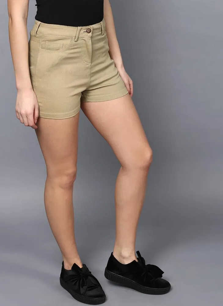 Drill Mid- Rise Shorts in Khaki