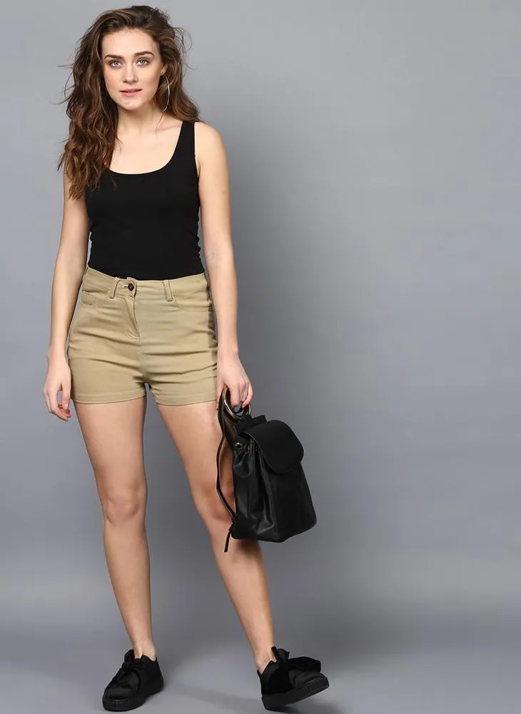 Drill Mid- Rise Shorts in Khaki