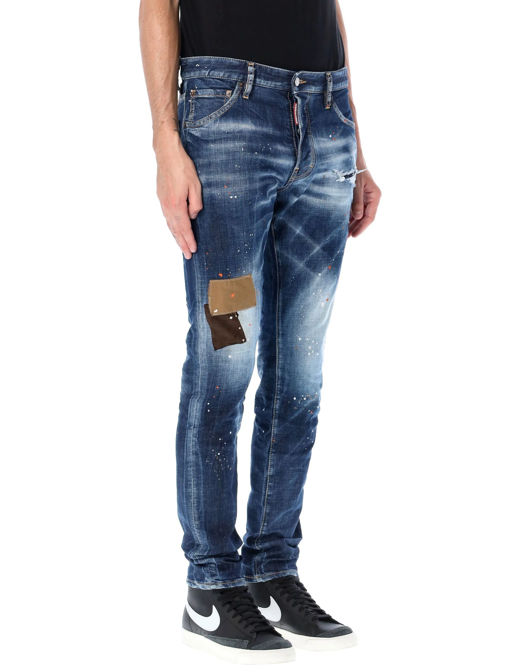 Dsquared2 Paint Splatter Effect Distressed Jeans