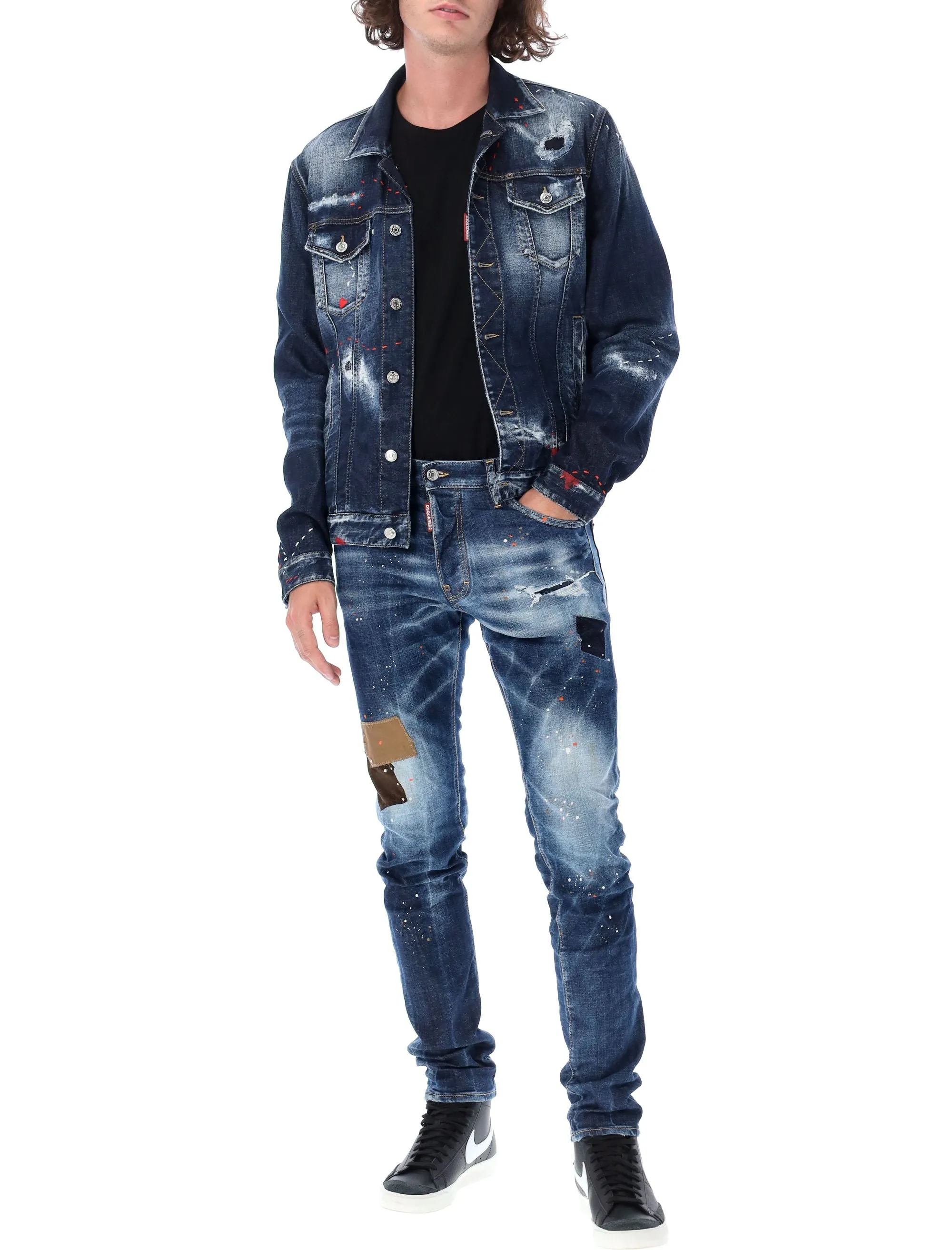 Dsquared2 Paint Splatter Effect Distressed Jeans