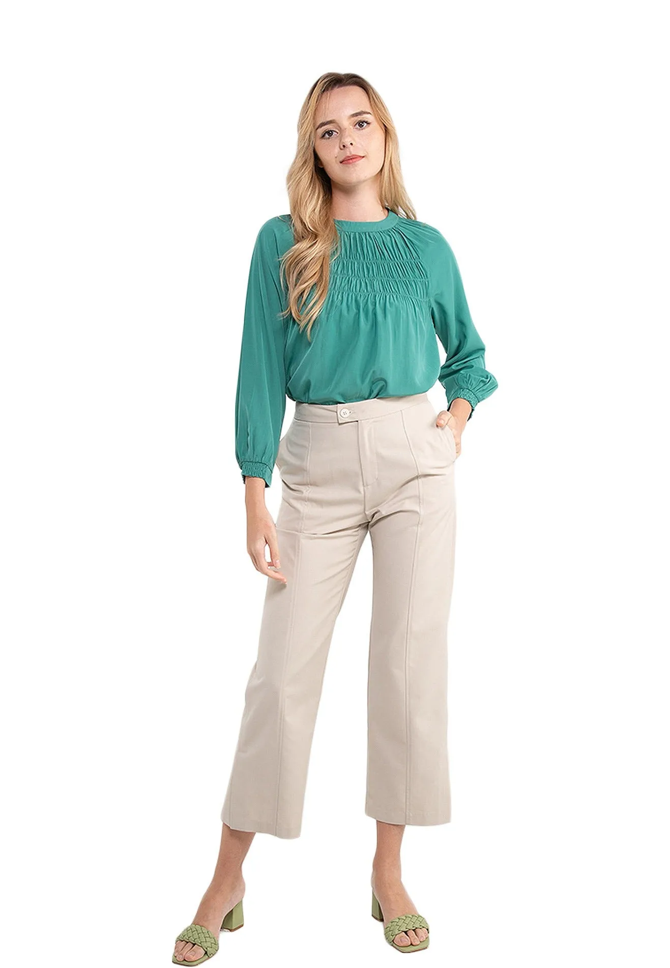 ELLE Apparel High Waist Split-Hem Straight Pants