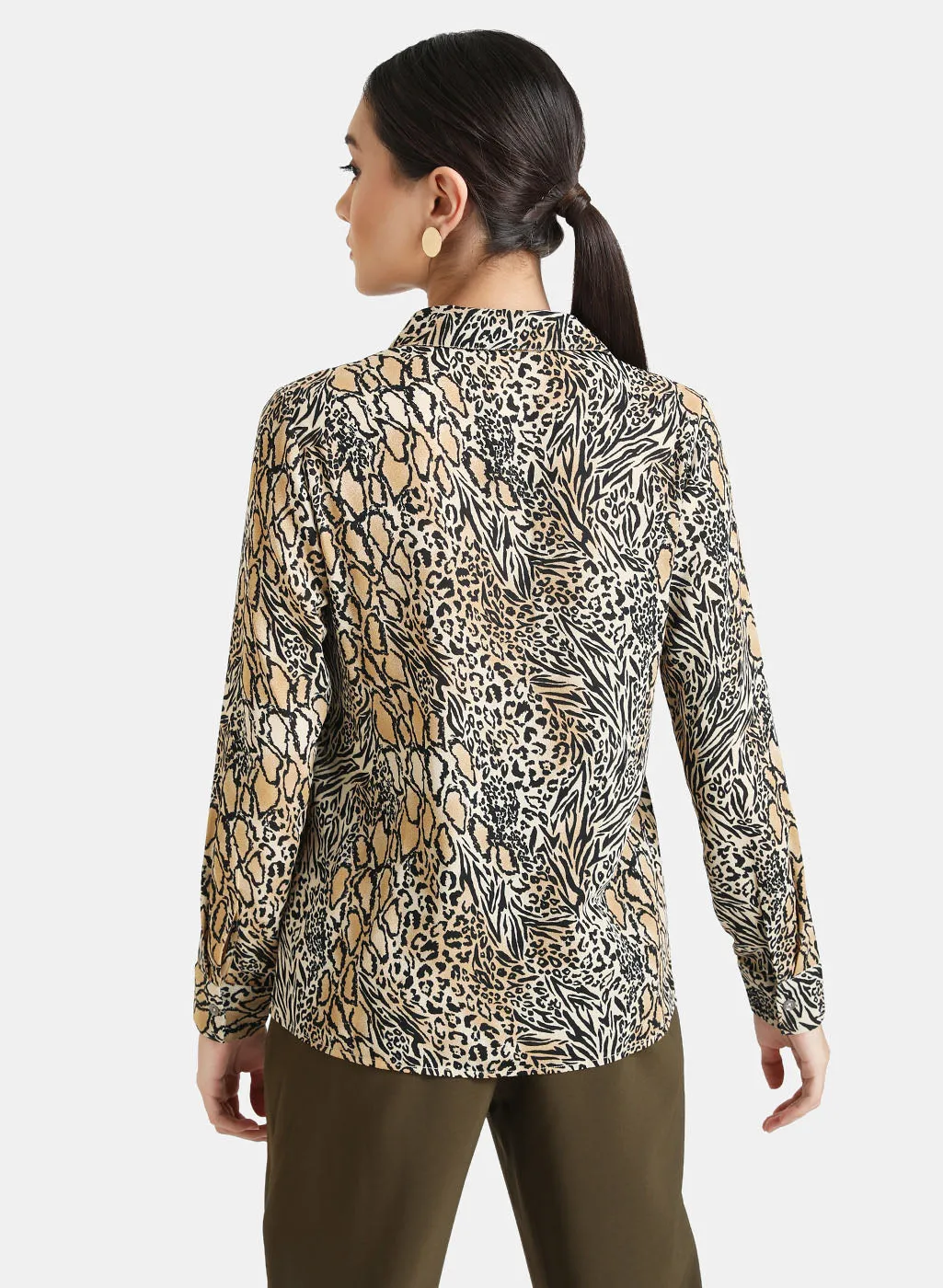 Embellished Animal Print Shirt