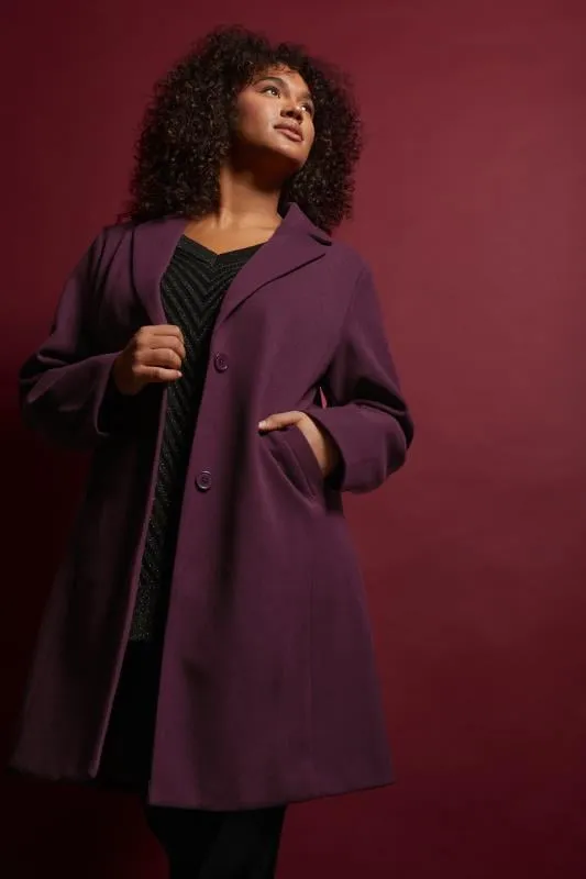 EVANS Curve Burgundy Red City Coat