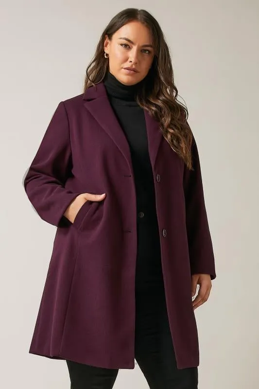 EVANS Curve Burgundy Red City Coat