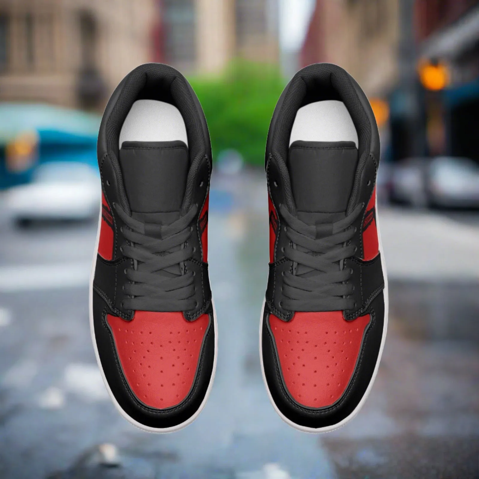 Freaky Shoes Red and Black Unisex Low Top Leather Sneakers