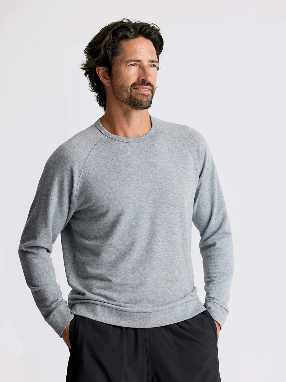 Free Fly Men's Bamboo Lightweight Fleece Crew: Heather Grey