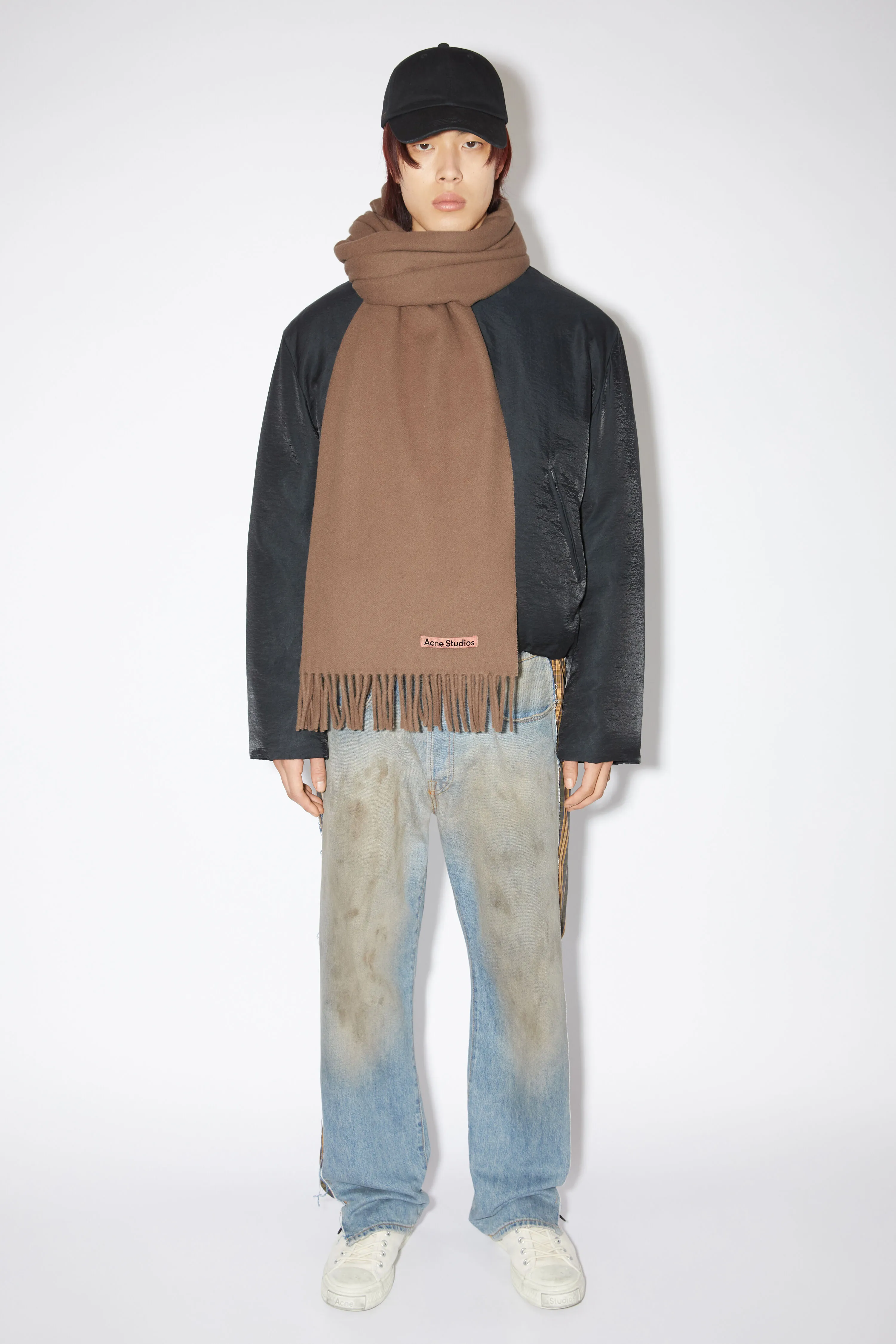 Fringe wool scarf - oversized