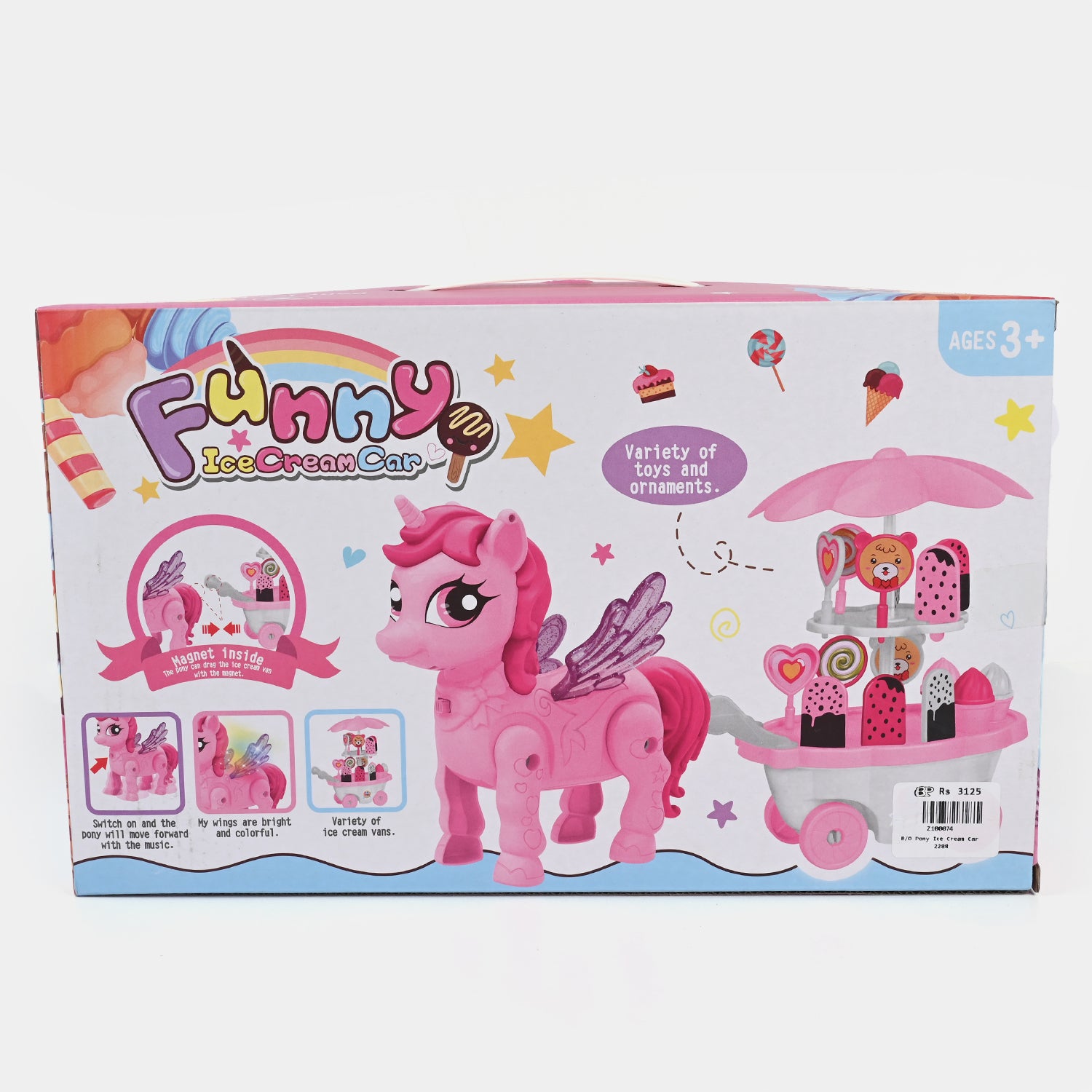 Funny Pony Ice Cream Car Light & Sound Play Toy Set