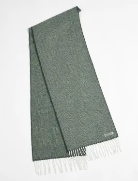 Lambswool Scarf - Malard Green Herringbone