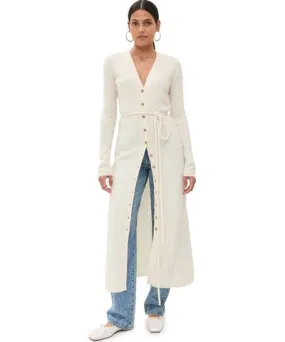 LISA YANG Carlie Cashmere Cardigan Coat Cream Brushed 2